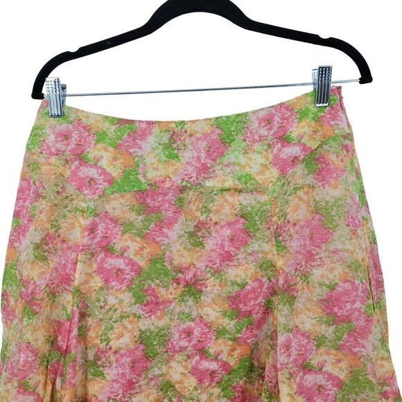 Jones New York Signature Skirt 8 Pink Pastel Floral Print A-Line Cotton Cottage - Picture 4 of 9